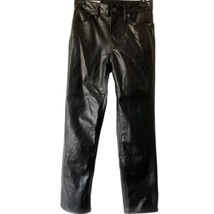 Leather straight pants